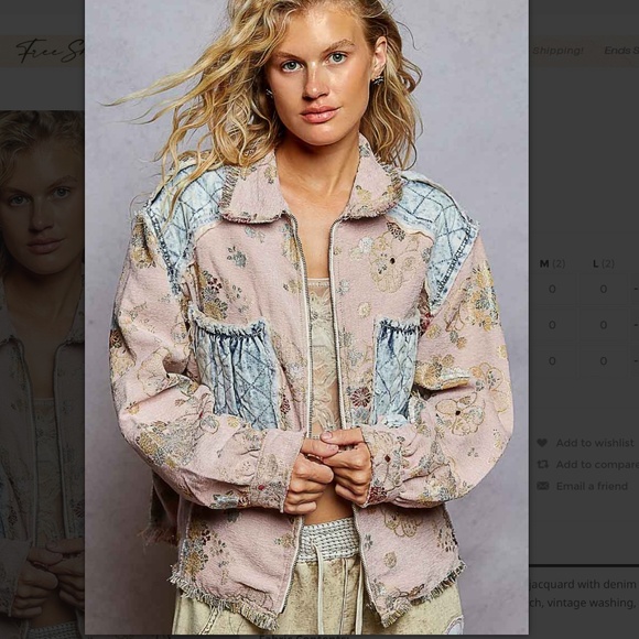 POL “ Cecilia “ POL Jacquard Jacket Shirt with Denim Quilted Patch Detail 55 - Picture 2 of 5